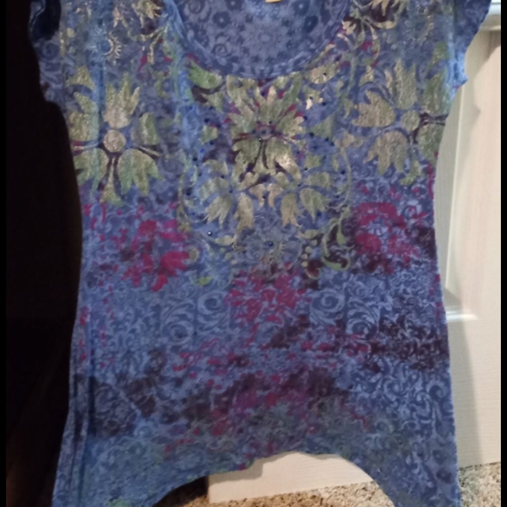 Eyeshadow Asymmetrical Blue Blouse